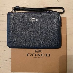 Coach Navy Corner Zip Wristlet